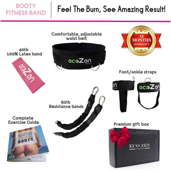 Booty Legs Resistant Bands With Adjustable Belt 3 Adaptable Levels Of Resistance - Picture 1 of 12